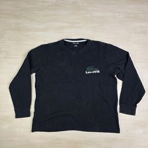 Lacoste Thermal Shirt Black Sleepwear Waffle Long Sleeve Large Alligator Size XL
